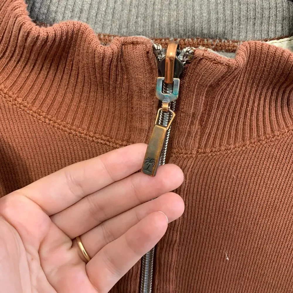 Tommy Bahama 1/4 Zip Pullover Cotton Long Sleeve Sweater Men's L Rust Timeless